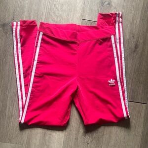 Adidas Kids Pink Leggings with White Stripes